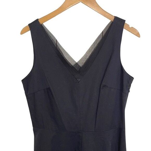 Talbots Womens V-Neck Sleeveless Mesh Trim Lined Sheath Dress Black Size 10‎ NWT - Picture 2 of 9